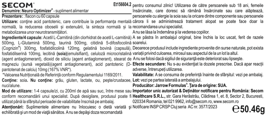 neuro optimizer eticheta
